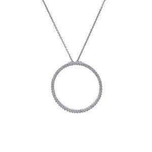 0.95 Ct Diamond Circle Pendant On Rolo Link Chain